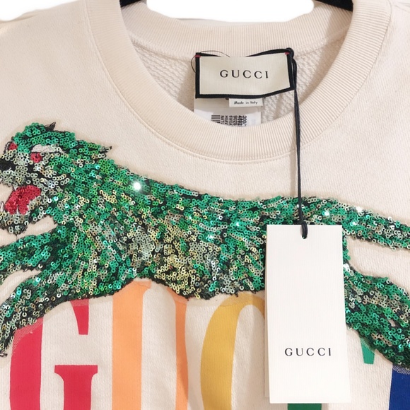 NWT Gucci 2018 Cities Sequins Logo Sweatshirt S - Picture 2 of 5